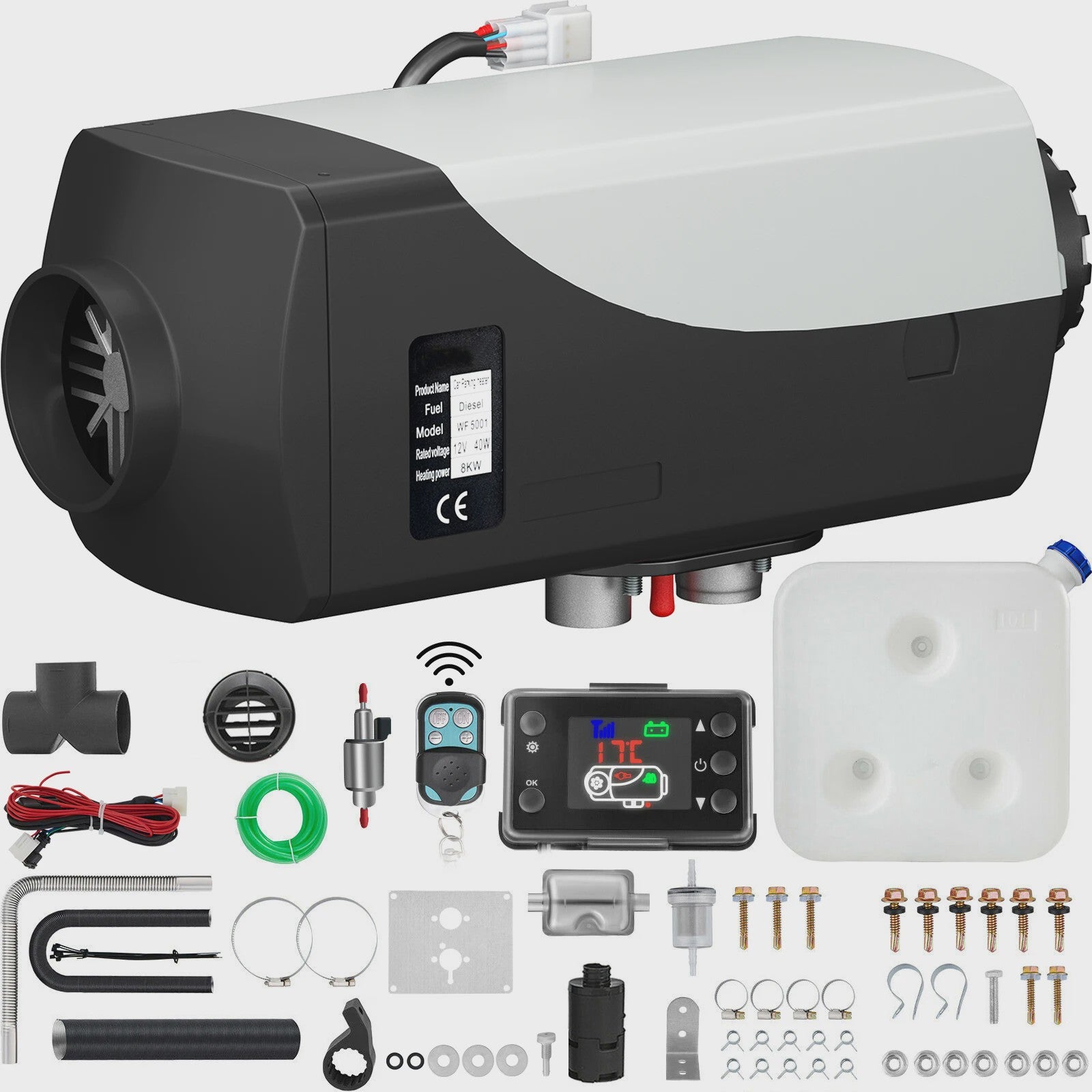 12V 8KW Diesel Luchtverwarmer met Afstandsbediening & LCD - Snel Warm in Vrachtwagen, Boot, Camper