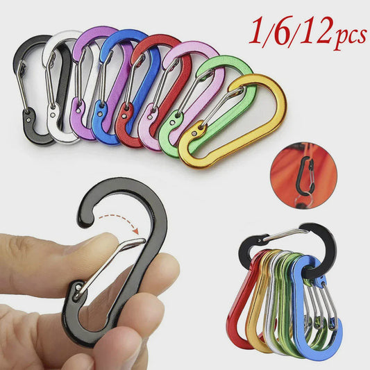 Aluminium Karabijnhaak Clips - Set van 1/6/12 stuks - Sleutelhanger, Outdoor, Camping, Wandelen