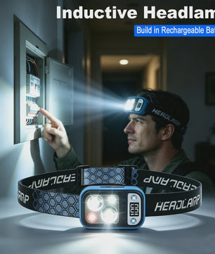 Oplaadbare LED Hoofdlamp met Sensor, Batterij Indicator & Waterdicht Ontwerp - Super Fel
