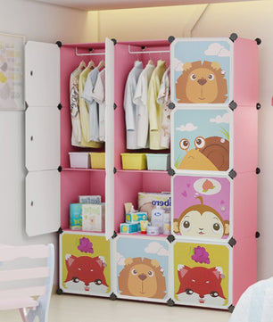Kinder Kledingkast Uitbreidbaar met Deuren & Hangers - 111x37x147 cm