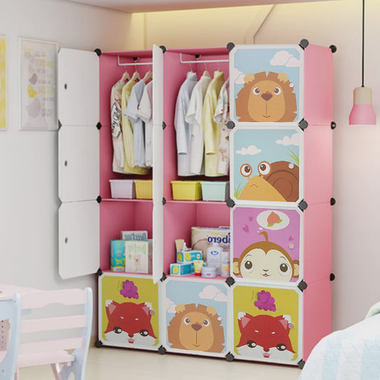 Kinder Kledingkast Uitbreidbaar met Deuren & Hangers - 111x37x147 cm