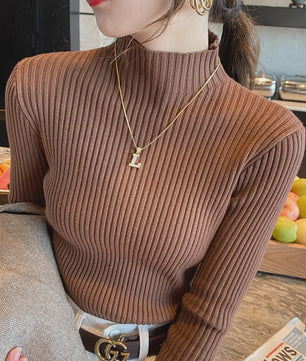 Elegante Dames Gebreide Basic Coltrui met Lange Mouwen - Slank & Chic Koreaans Design