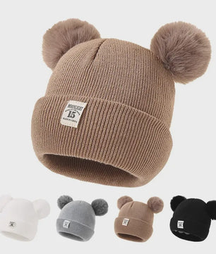 Warme Gebreide Babymuts met Pompon - Winter Beanie voor Jongens en Meisjes
