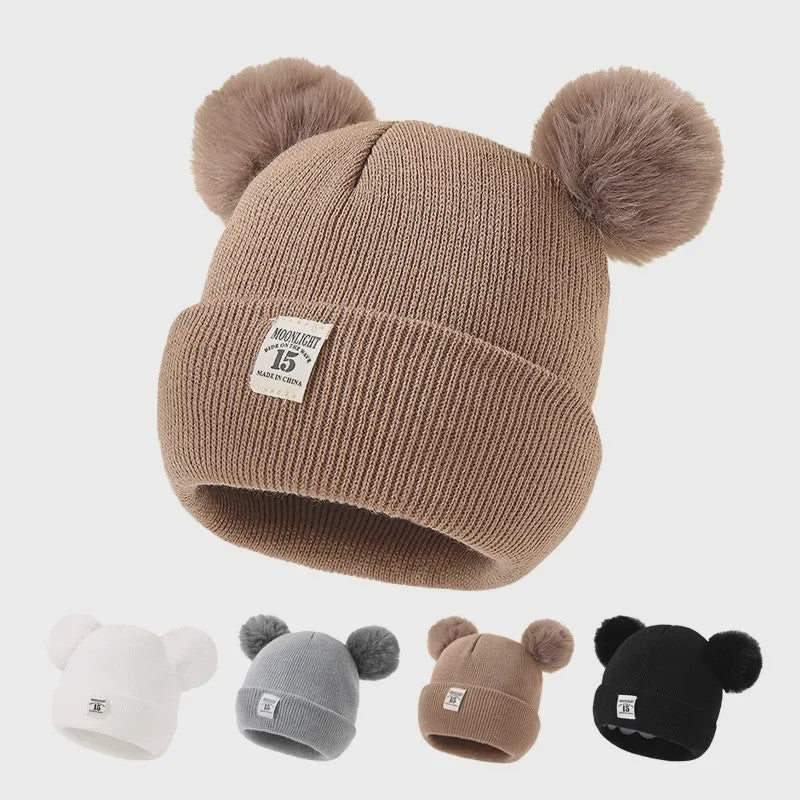 Warme Gebreide Babymuts met Pompon - Winter Beanie voor Jongens en Meisjes
