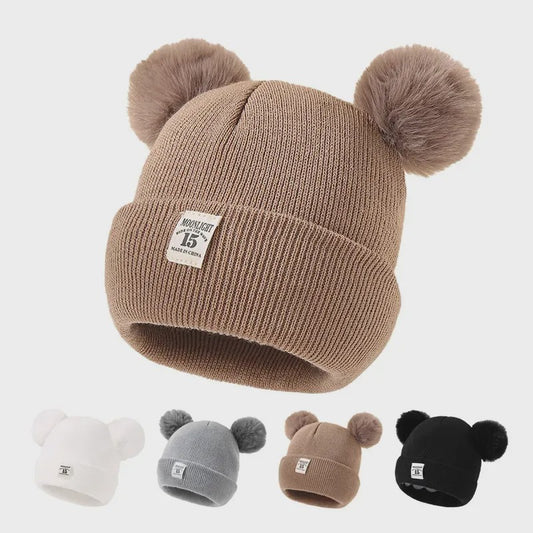 Warme Gebreide Babymuts met Pompon - Winter Beanie voor Jongens en Meisjes