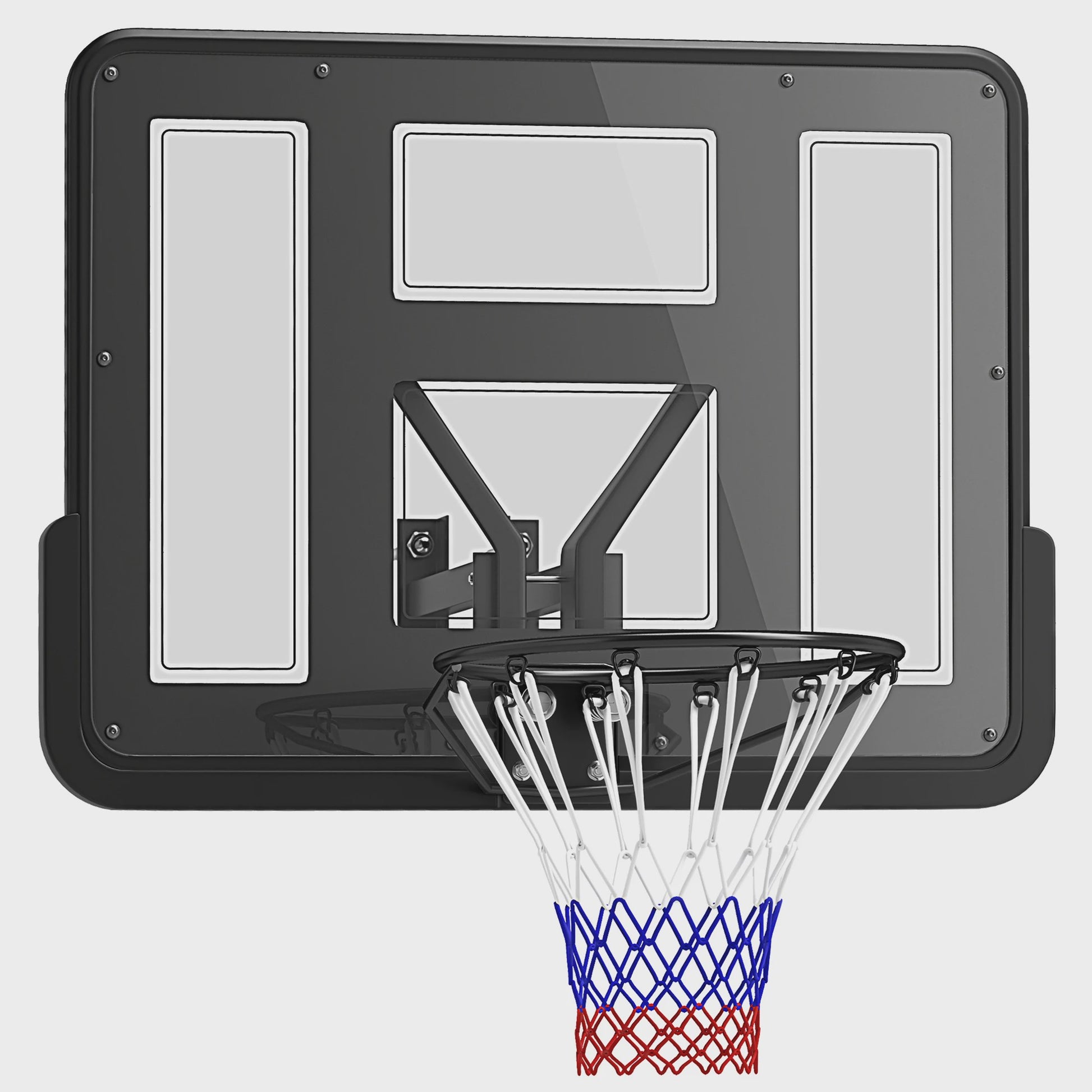 SPORTNOW Wandmontage Basketbalring met Onbreekbaar Bord, Stalen Ring en Scheurvast Net - Zwart