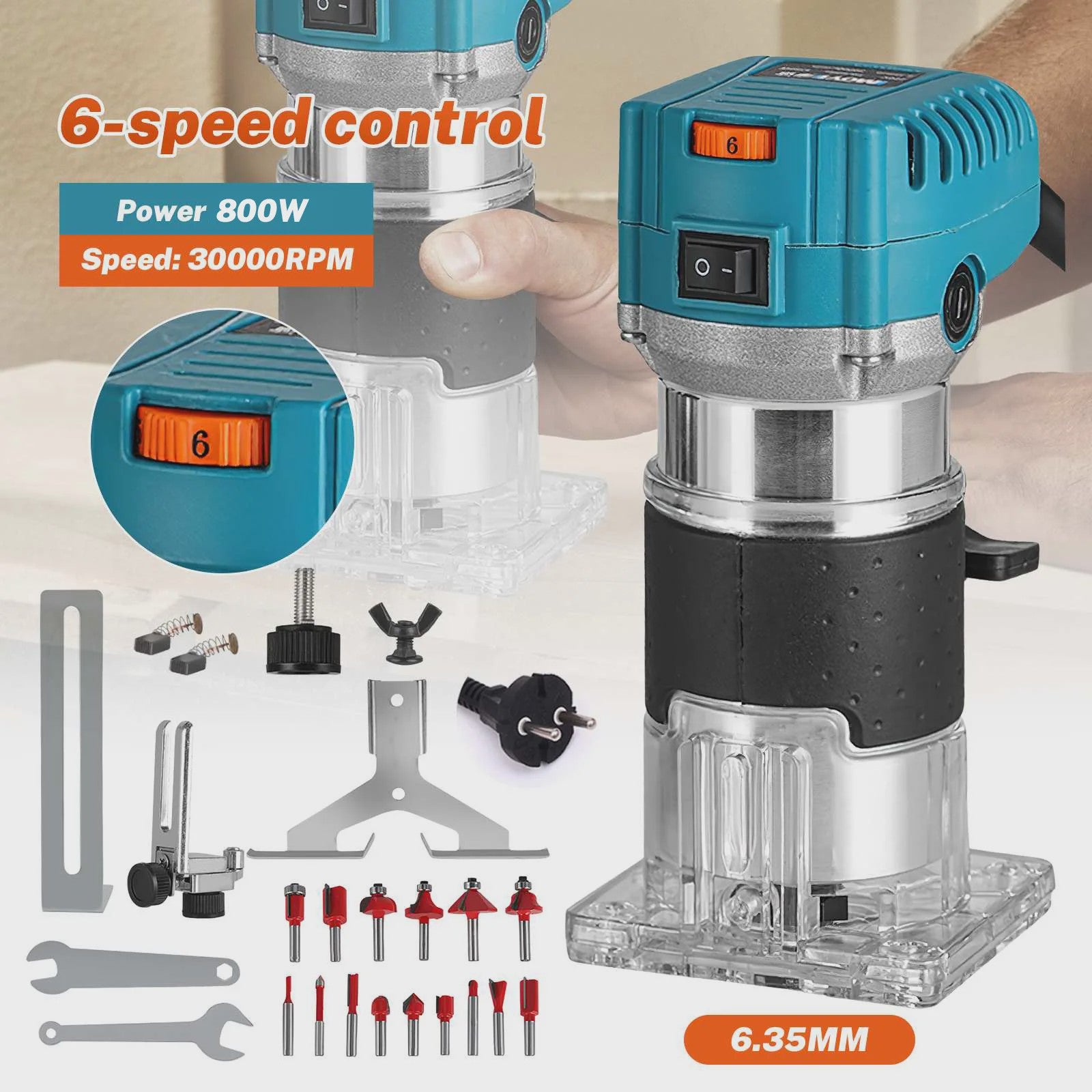 800W Houtbewerking Randfrezer - Multifunctionele Kleine Freesmachine