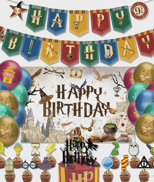 Harry Potter Verjaardagsfeest Decoratie Set - Banner, Cake Toppers & Ballonnen