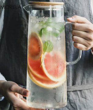 Glazen Karaf met Bamboe Deksel & Filter - 1000ML/1500ML - Voor Water, Sap & Koffie