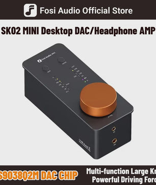 Fosi Audio SK02 USB DAC Hoofdtelefoonversterker - Hoge Resolutie PCM & DSD