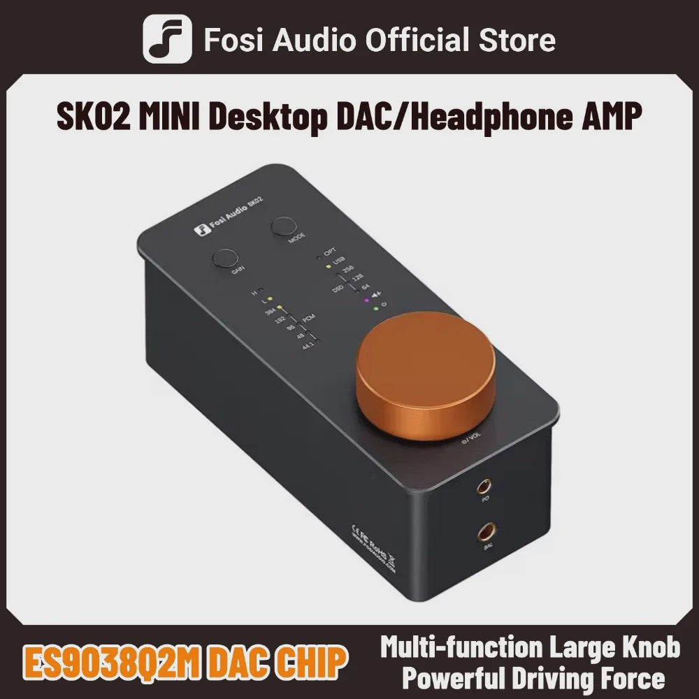 Fosi Audio SK02 USB DAC Hoofdtelefoonversterker - Hoge Resolutie PCM & DSD