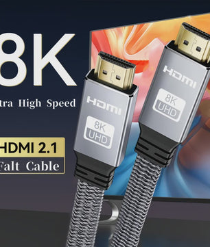 8K HDMI 2.1 Kabel - 48Gbps High Speed, 8K60/4K120, Gevlochten, eARC, HDCP 2.3 - Compatibel met PS5 & Roku TV