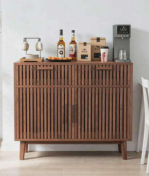 Mid-Century Houten Sideboardkast met 2 Lades en 2 Deuren - Stijlvolle Opbergoplossing