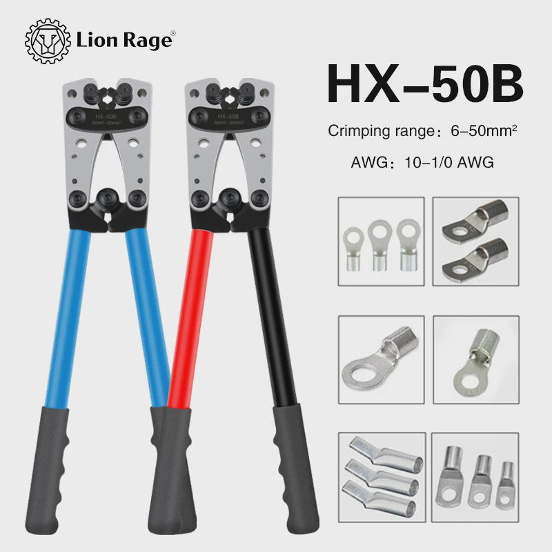 Professionele Krimptang HX-50B voor Kabelogen | 6-50mm² | AWG 10-0