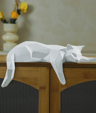 Geometrisch Kat Beeldje - Modern Woondecoratie Figuur voor Huis & Kantoor