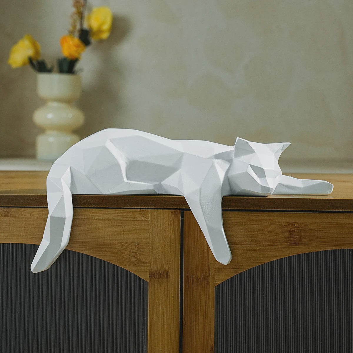 Geometrisch Kat Beeldje - Modern Woondecoratie Figuur voor Huis & Kantoor