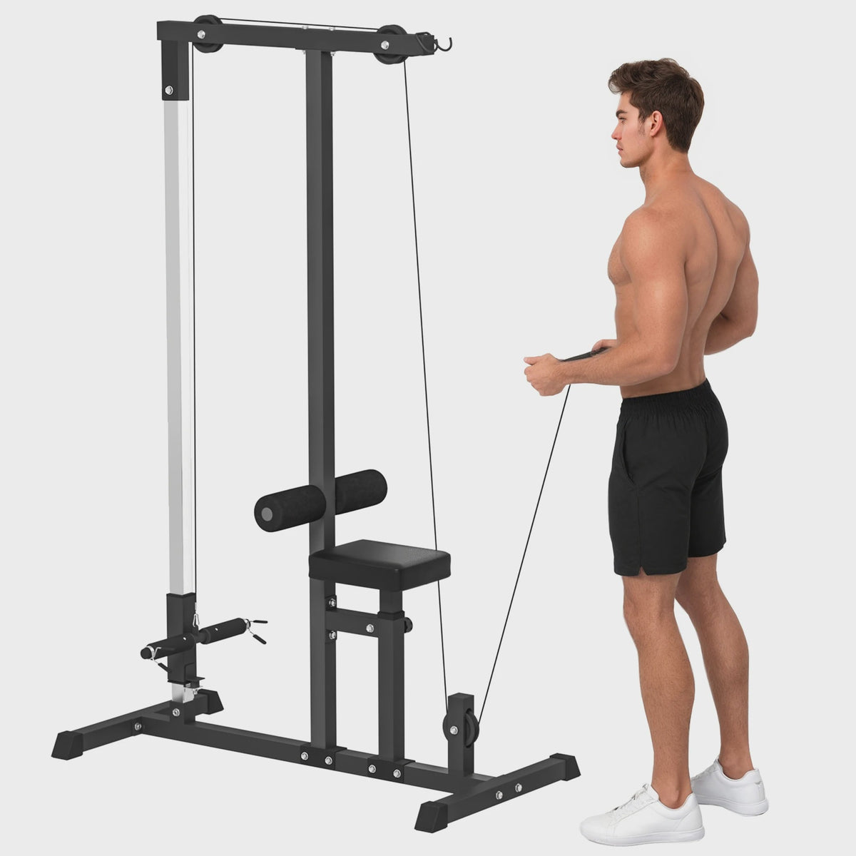 Homcom Krachtstation met Katrol en Verstelbare Zitting - Home Gym Fitness Apparaat