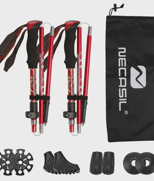 Set van 2 Ultralichte Opvouwbare Trekkingstokken - Telescopisch, Verstelbaar voor Wandelen, Outdoor & Camping