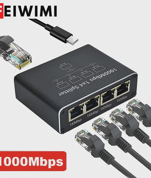 Gigabit Ethernet Splitter 1000Mbps - Breid uw netwerk uit naar 4 apparaten