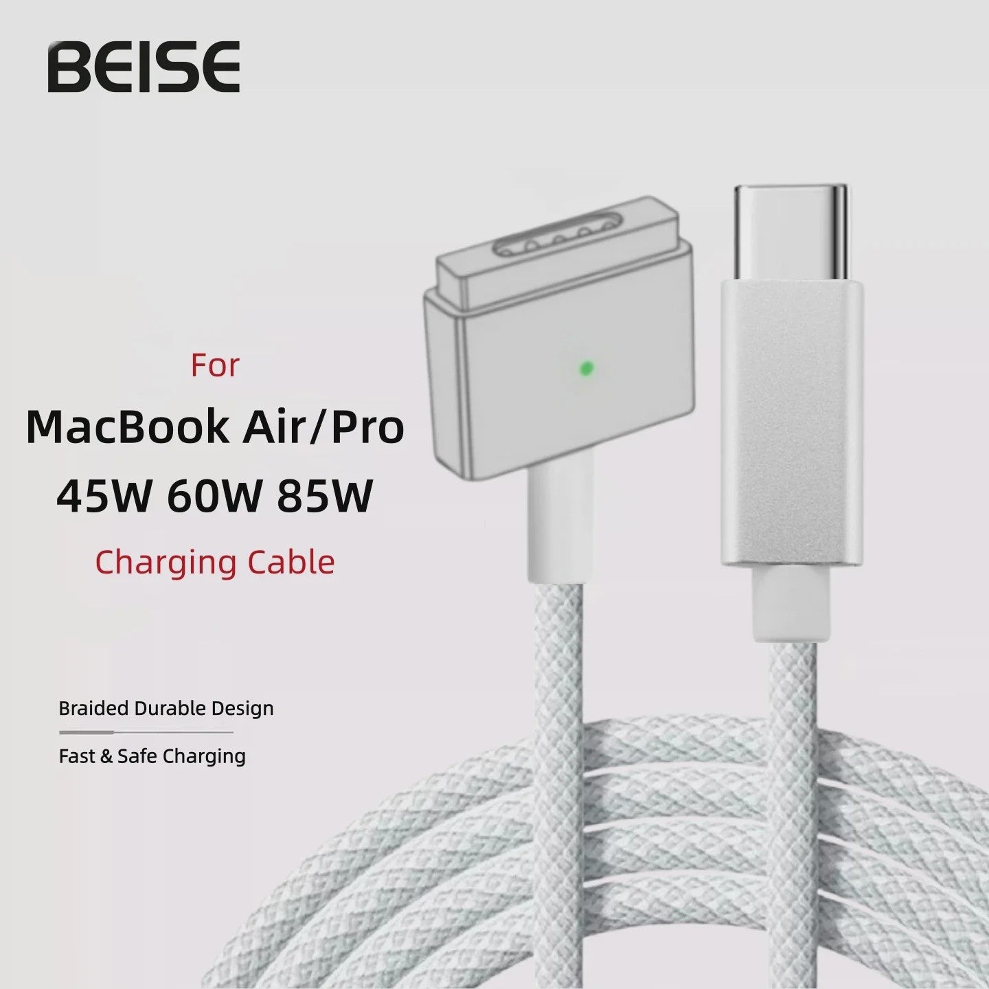 USB-C naar MagSafe 2 T-vorm Kabel voor MacBook Air/Pro - 1.8m Gevlochten Snellader