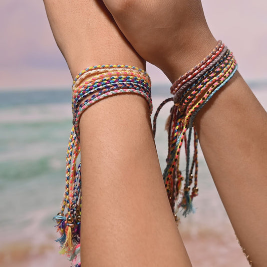 Bohemian Vriendschapsarmbandjes Set (15 Stuks) - Zomerse Beach Style met Tassels