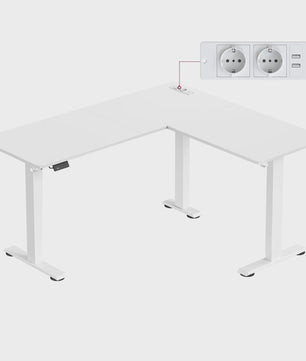 Elektrisch In Hoogte Verstelbaar L-Bureau met Laadstation - 140x160 cm