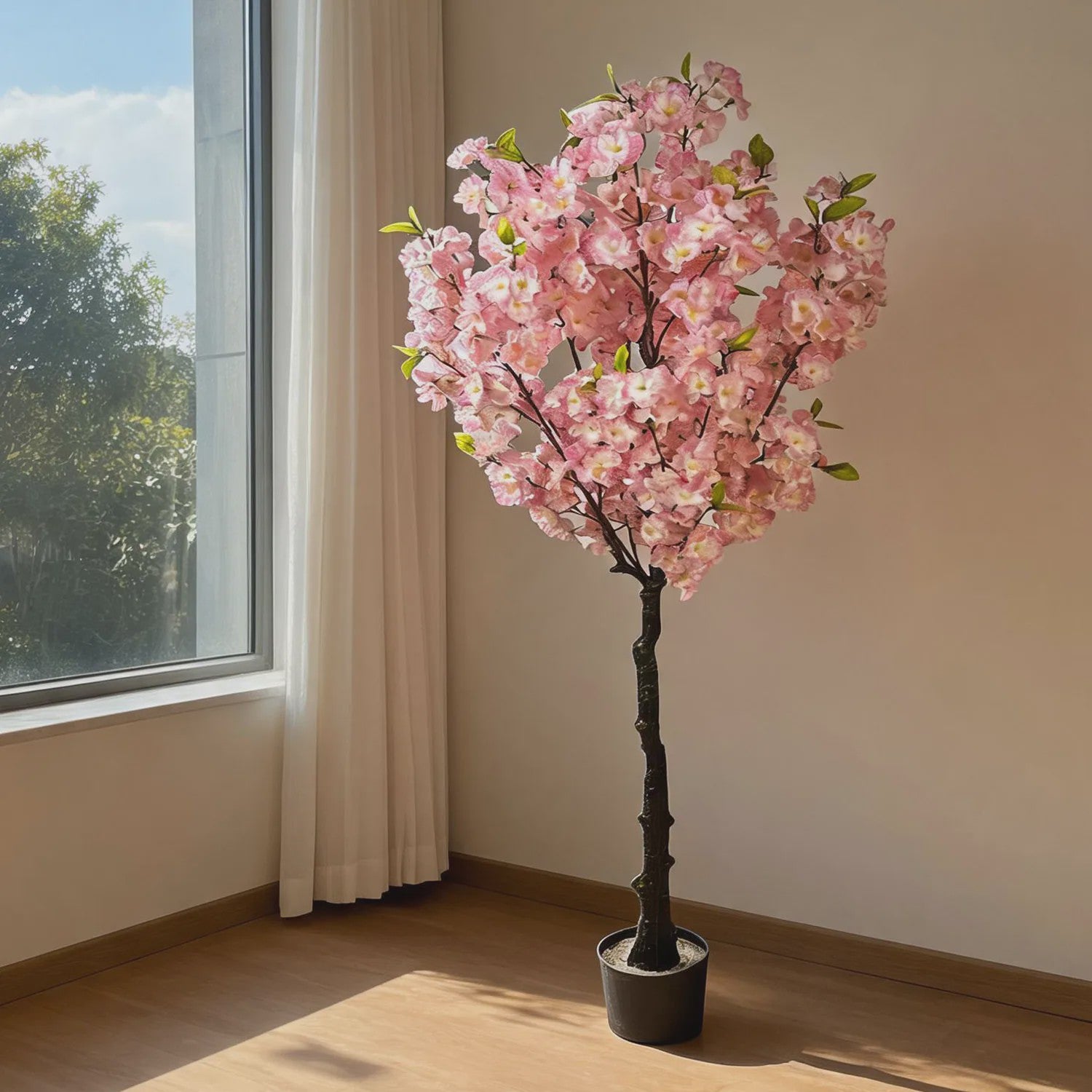 Realistische Kunst Cherry Blossom Boom - Roze Zijde Bloesems - 120cm of 150cm - Verstelbare Takken - Moderne Pot