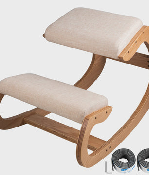 Ergonomische Kniekruk met Dik Zitkussen - Houten Schommelstoel voor Betere Houding