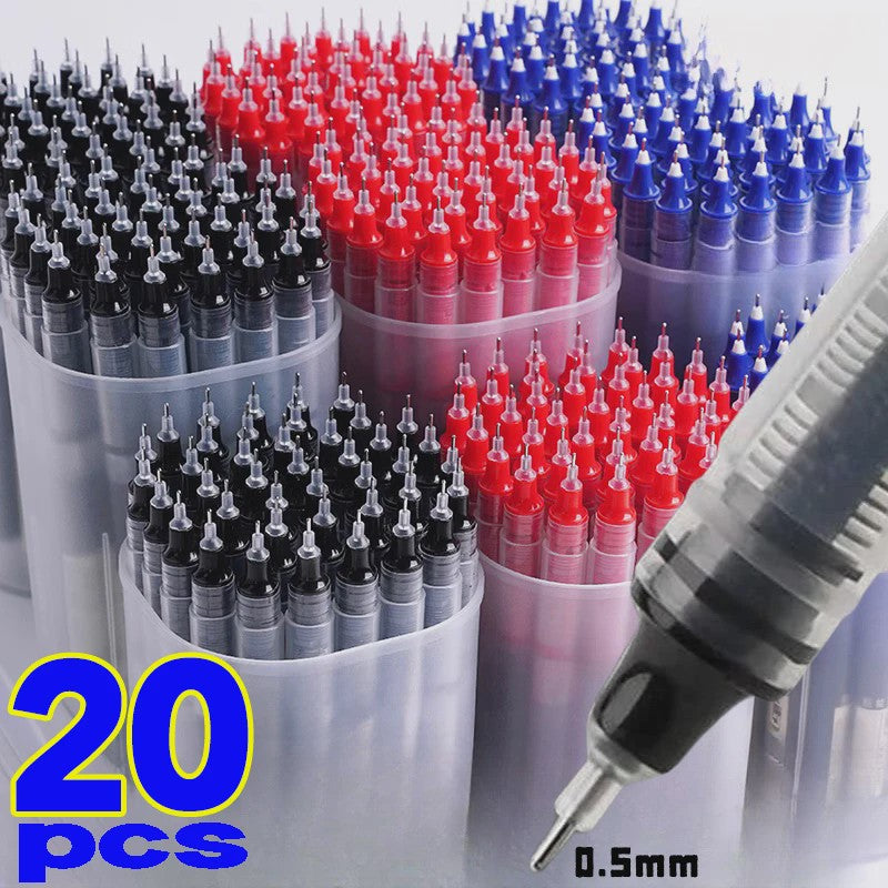 Set van 1-20x Gel Pen Zwart/Blauw/Rood - 0.5mm Naaldpunt voor Studenten & Kantoor