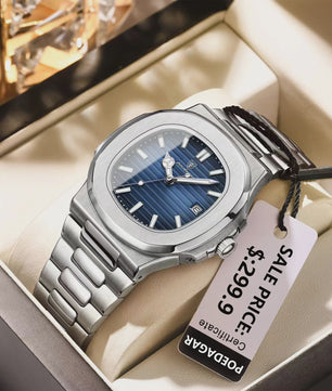 POEDAGAR Luxe Herenhorloge - RVS, Waterdicht, Lichtgevend & Datumfunctie