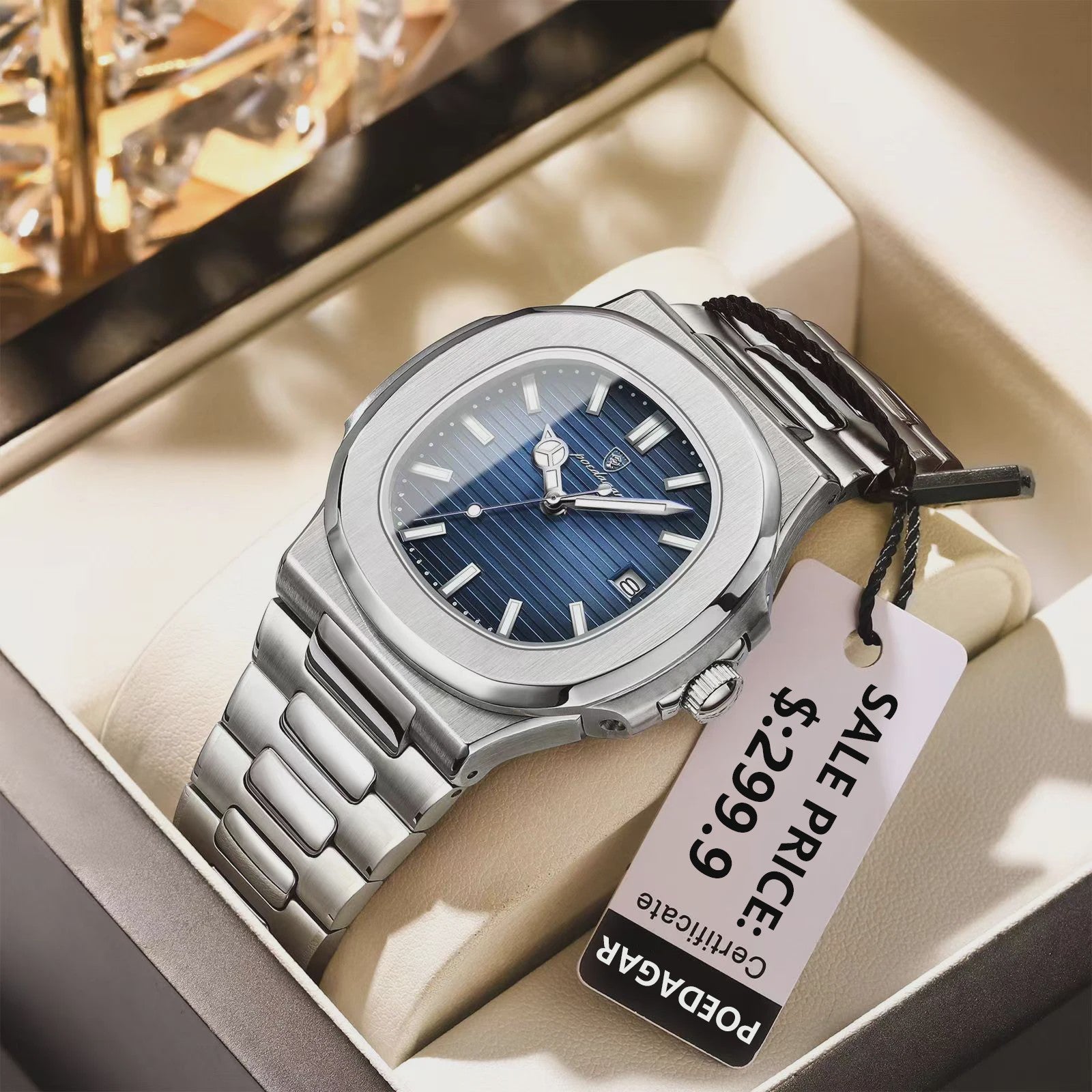 POEDAGAR Luxe Herenhorloge - RVS, Waterdicht, Lichtgevend & Datumfunctie