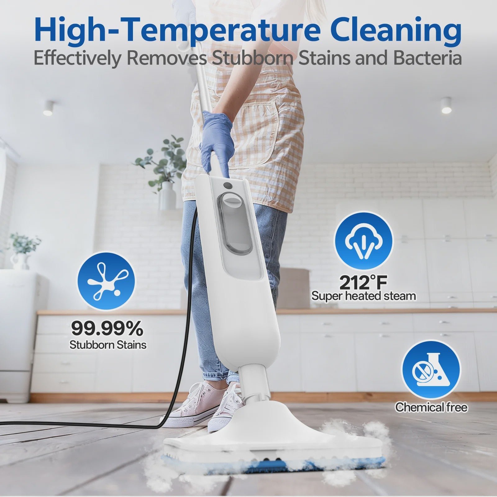 Krachtige 6-in-1 Stoomreiniger (1300W) - Dieptereiniging en Desinfectie voor Elk Oppervlak