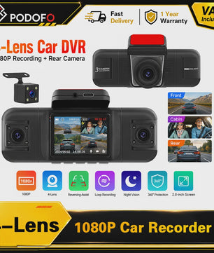 Universele 4-Kanaals Dashcam met 1080P HD, Nachtzicht en Parkeerhulp