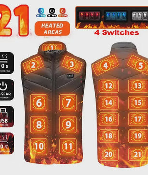 Unisex Verwarmd Vest met 21 Graphene Zones - USB Oplaadbaar voor Sport & Outdoor