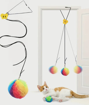 Interactief Katten Speeltje met Kleurrijke Ballen - Deurhanger voor Eindeloos Plezier