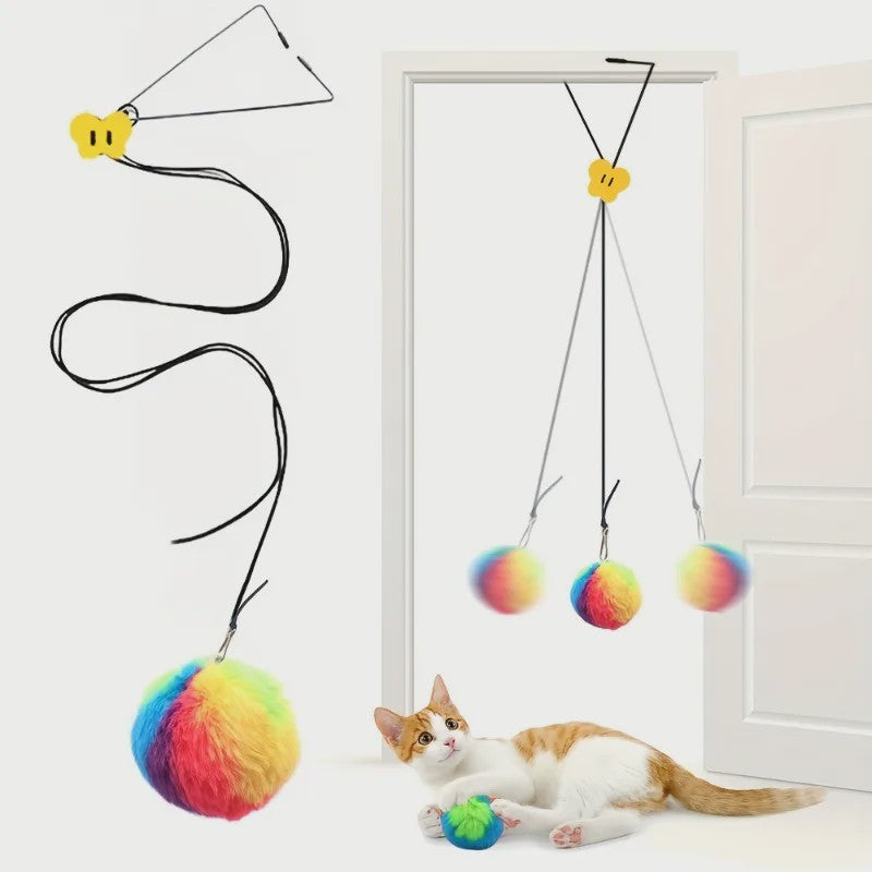 Interactief Katten Speeltje met Kleurrijke Ballen - Deurhanger voor Eindeloos Plezier