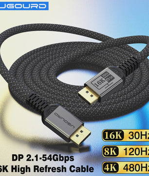 UGOURD DisplayPort 2.1 Kabel - 16K 480Hz, 54Gbps, HDR10, DSC - Ultieme Gaming & Monitor Kabel