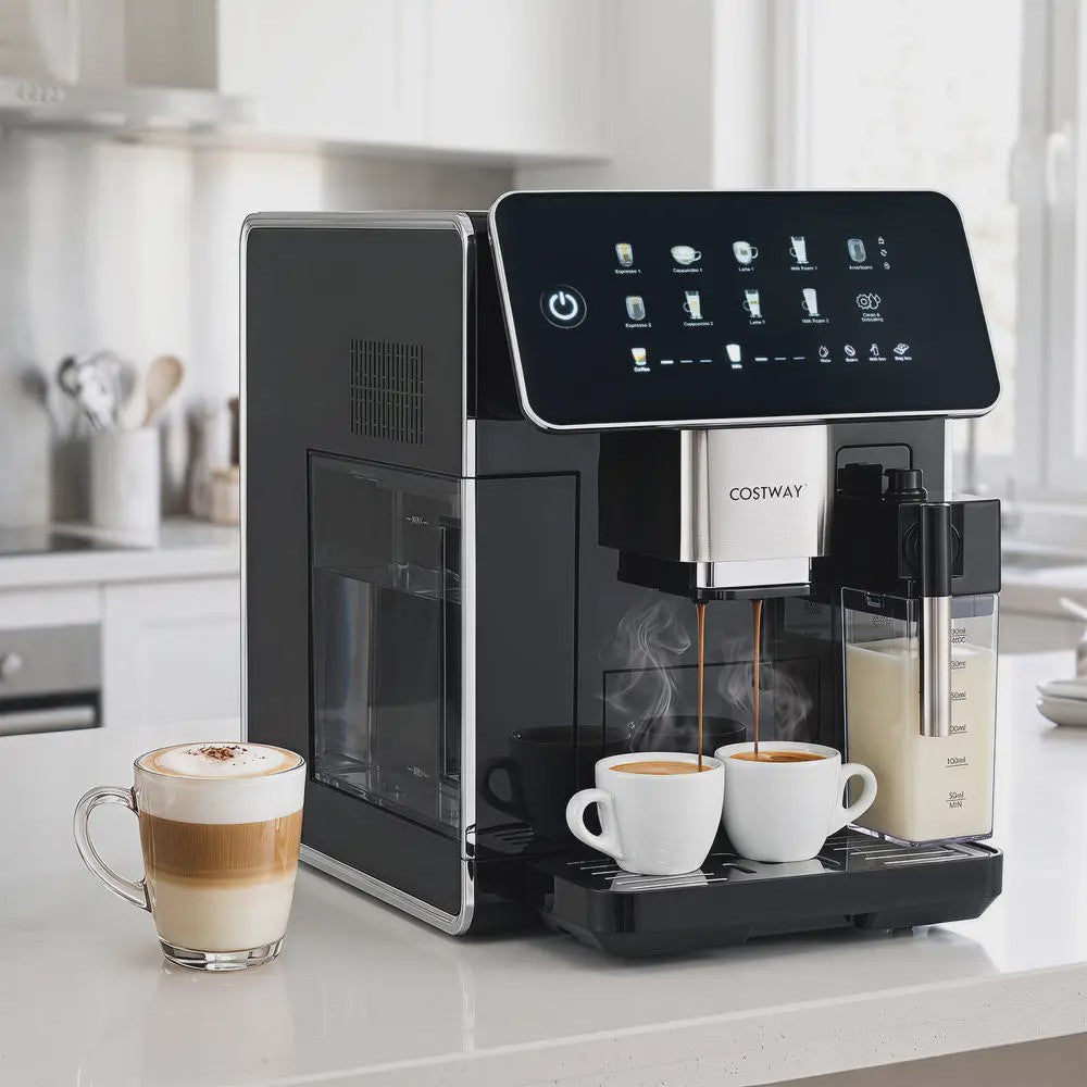 Volautomatische Koffiemachine met Ingebouwde Molen, Melkreservoir & Automatische Reiniging