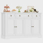 Stijlvol Wit Retro Sideboard met 3 Lades en 4 Deuren - 134x40x87cm