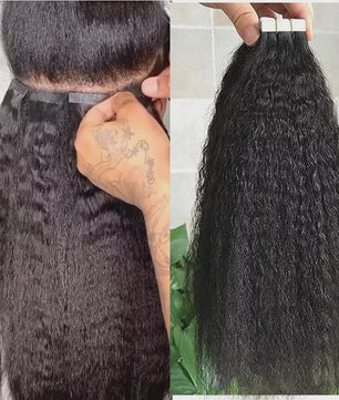 Tape In Kinky Straight Haarverlenging - 100% Braziliaans Remy Menselijk Haar - Zwart