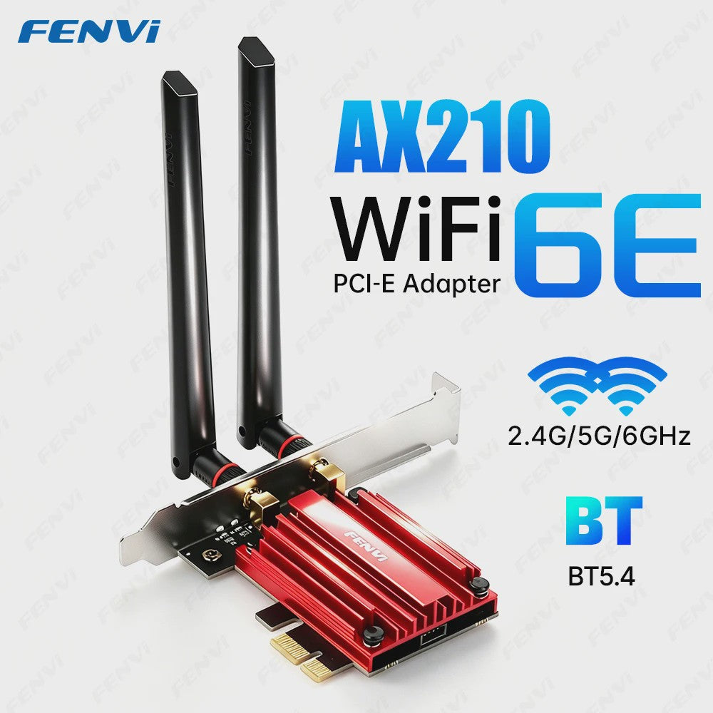 Fenvi WiFi 6E AX210 PCIe Netwerkkaart met Bluetooth 5.4 - AXE3000 Tri-Band Adapter