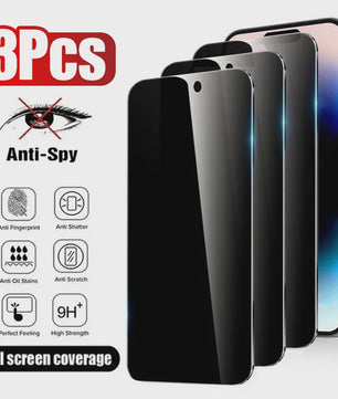 3x Privacy Screenprotector Anti-Spy Glas voor iPhone 11 t/m 17 Pro Max, Mini, Plus