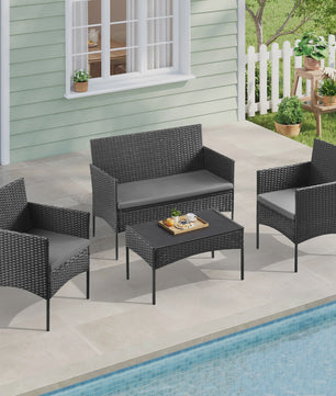 Luxe Rotan Tuinmeubelset: 2 Fauteuils, 1 Bank & Salontafel - Weerbestendig voor Balkon & Tuin