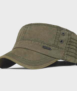Vintage Washed Cotton Pet Cap - Stijlvolle Platte Pet voor Heren en Dames