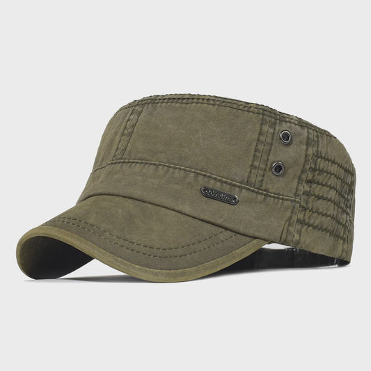 Vintage Washed Cotton Pet Cap - Stijlvolle Platte Pet voor Heren en Dames