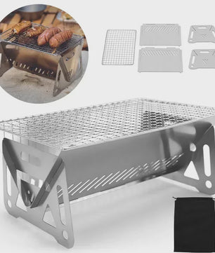 Compacte RVS Vouwbare Barbecue Grill - Draagbaar & Multifunctioneel voor Camping en Buiten