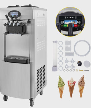 VEVOR Professionele Softijsmachine - 2+1 Smaken, 2200W, 20-28L/U