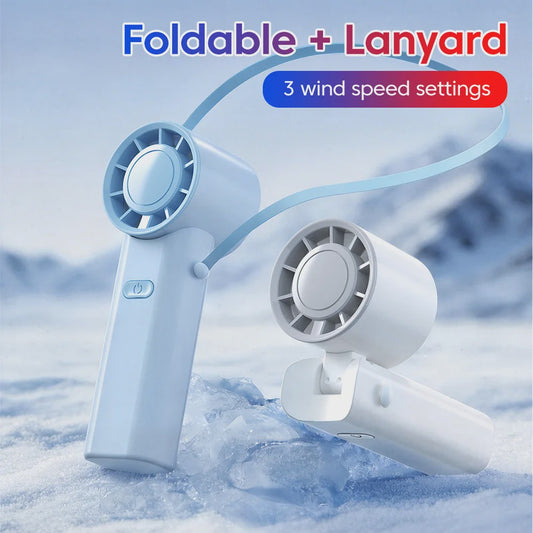 Draagbare Mini Ventilator met Nekkoord - Opvouwbaar, USB Oplaadbaar, 3 Snelheden