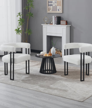 Set van 2 Chenille Eetkamerstoelen met Armleuningen - Modern en Comfortabel