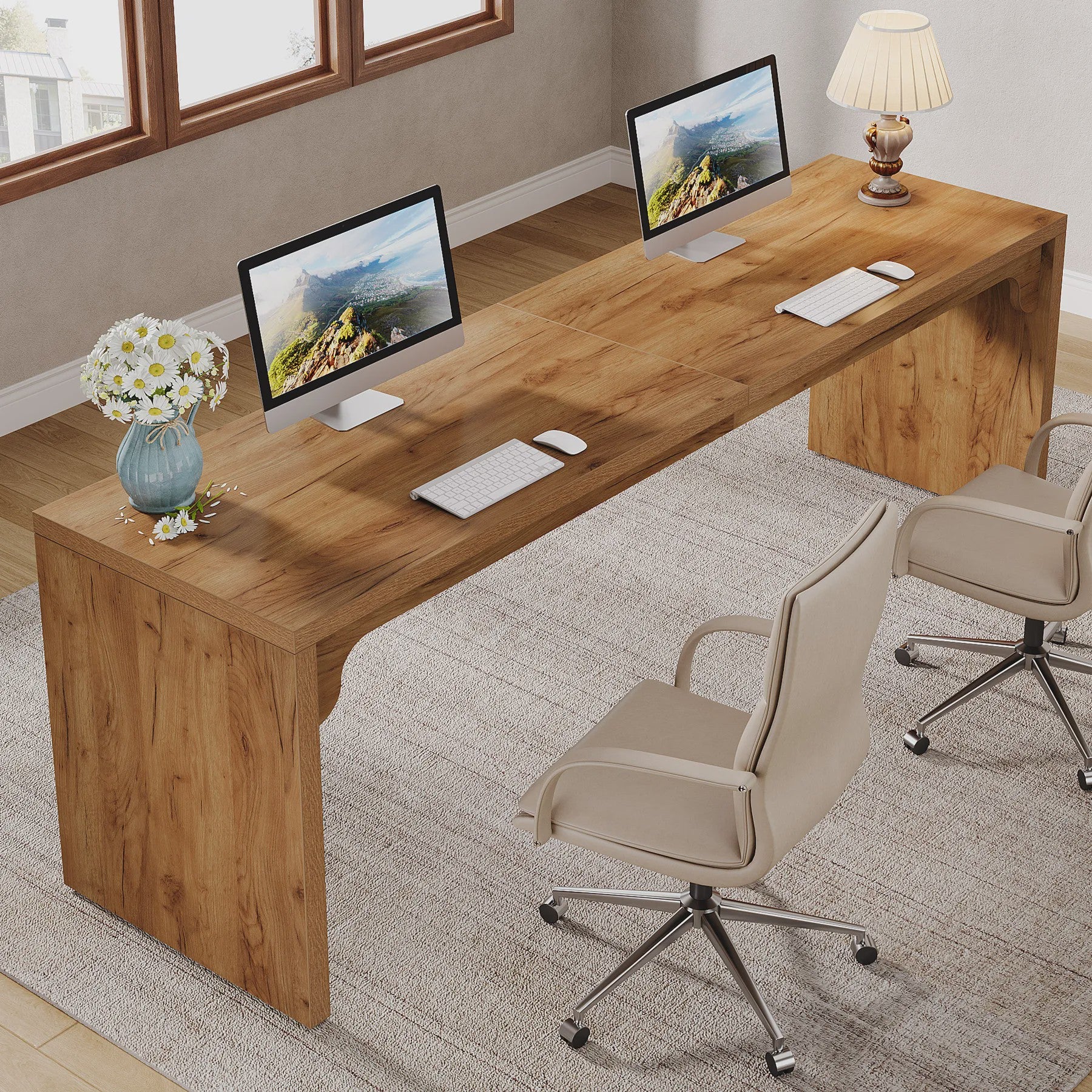 Tribesigns Dubbel Bureau 180x59cm - Ruim Werkbureau voor Thuis of Kantoor
